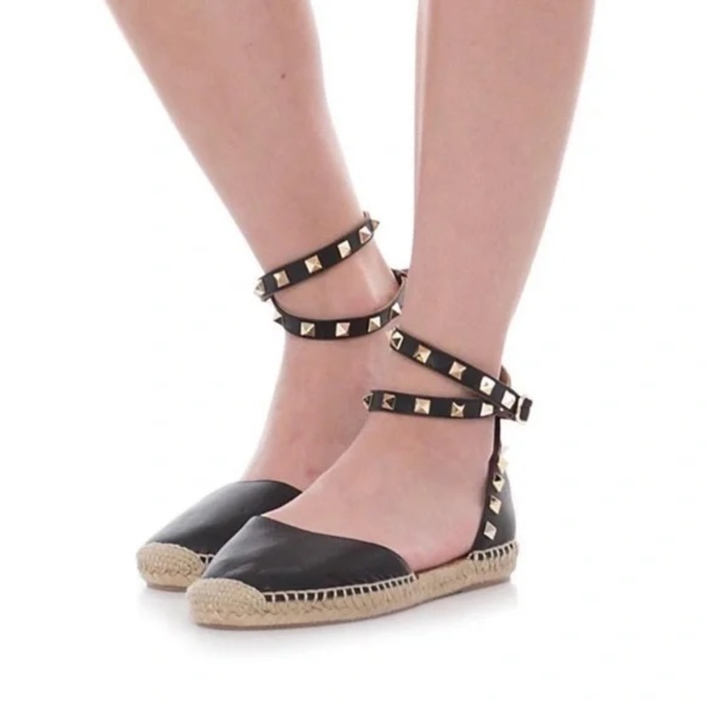 Anthropologie’s Maypol Black Leather Espadrilles in Size 8 - Picture 3 of 11